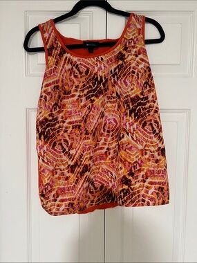 Studio Vibrant Orange and Pink Abstract Tank